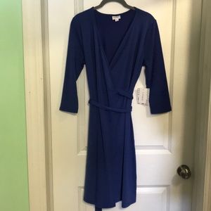 Lularoe Michelle wrap dress NWT small blue cottony